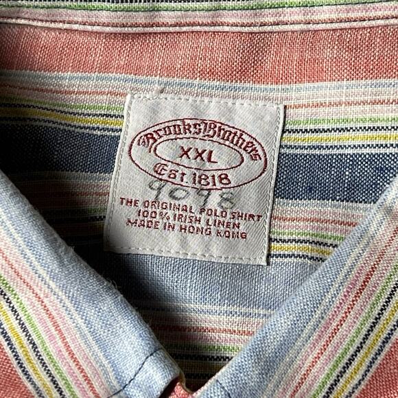 Brooks Brothers Madison Shirt Mens XXL Pink Blue Irish Linen Striped Button Down - Picture 3 of 6